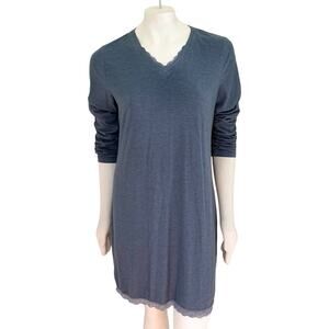 ESPRIT Lightweight Ribbed Jersey Knit Dress in Slate Blue SZ M